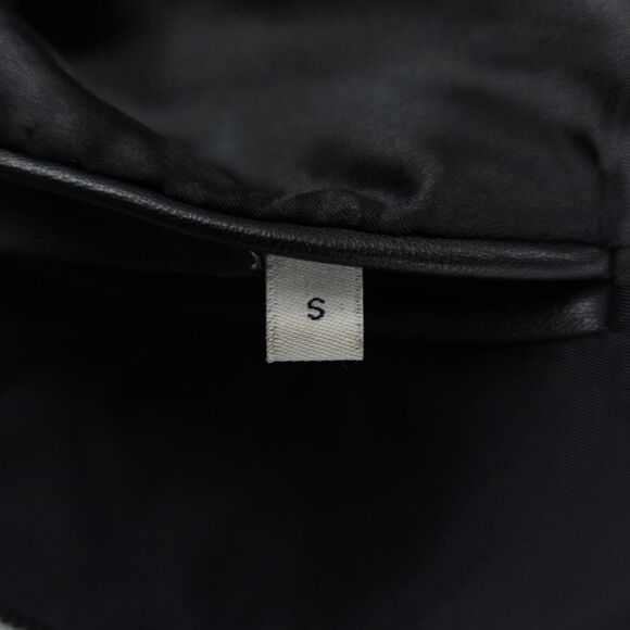 OVADIA & SONS Leather Trim Satin Bomber Jacket Black Minimal Athleisure Aviator - Picture 11 of 14